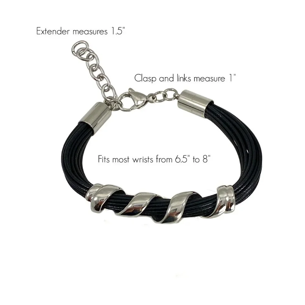 Stainless Steel Twist on Black Band - Picture 2 of 4